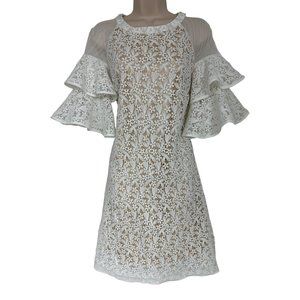Size Small WHITE LACE EMBELLISHED SHIFT DRESS Wedding‎ Special Occasion Party